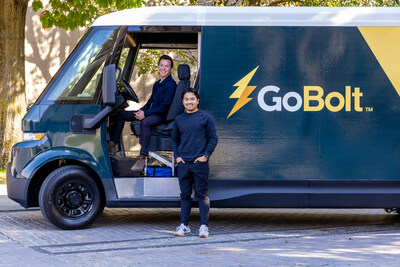 GoBolt Co-Founders Mark Ang and Heindrik Bernabe standing in front of one of GoBolt's electric last mile delivery vans (CNW Group/Bolt Technologies Incorporated)